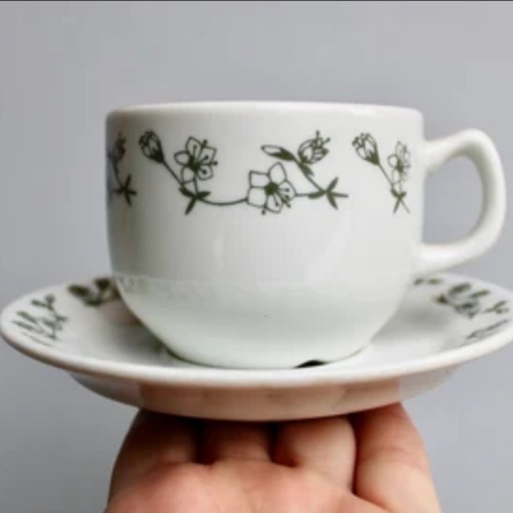 RARE HTF Porsgrund norway cup and saucer set of 6 each.   Like new